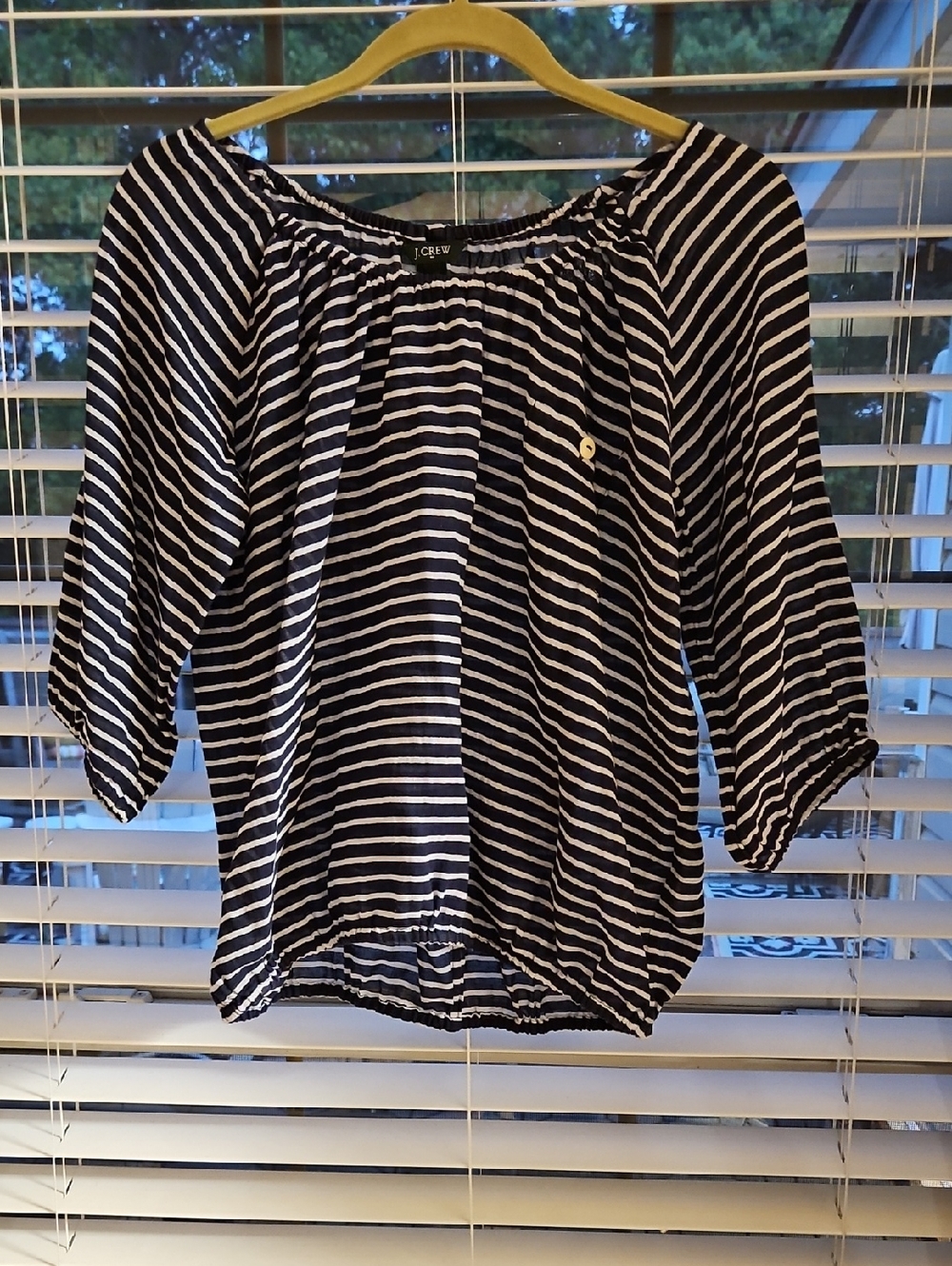 J. Crew Navy and White Striped 100% Cotton Top